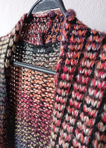 Kadın Uzun Renkli Batik Desenli Örgü Hırka - Görsel 8