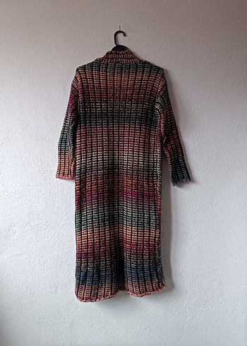 Kadın Uzun Renkli Batik Desenli Örgü Hırka - Görsel 2