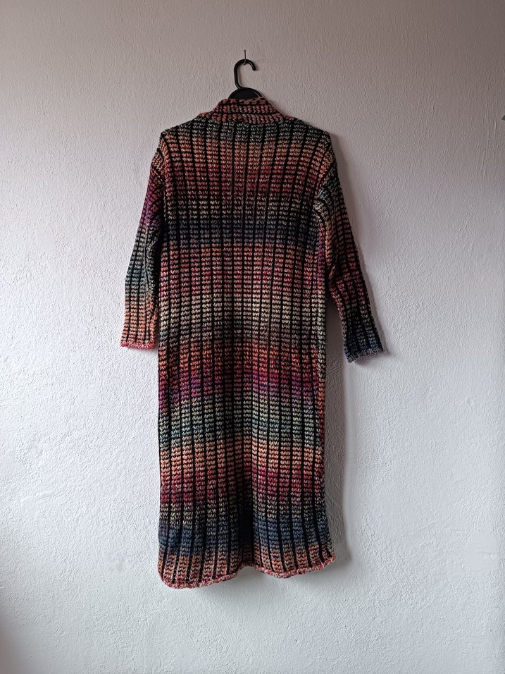 Kadın Uzun Renkli Batik Desenli Örgü Hırka - Görsel 2