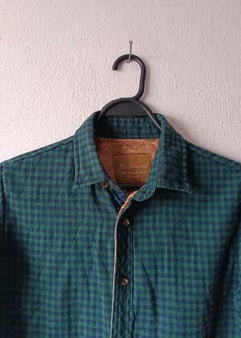 Melbourne Mavi Yeşil Kareli Uzun Kollu Erkek Gömlek - Görsel 5