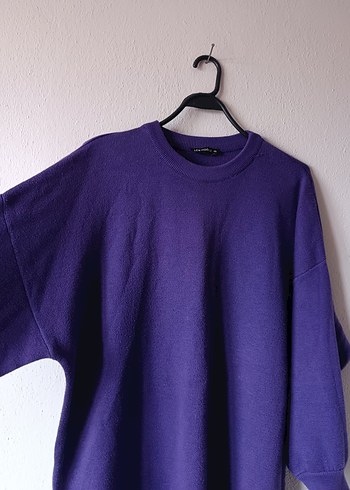 LCW Modest Mor Oversize Midi Triko Elbise - Görsel 3