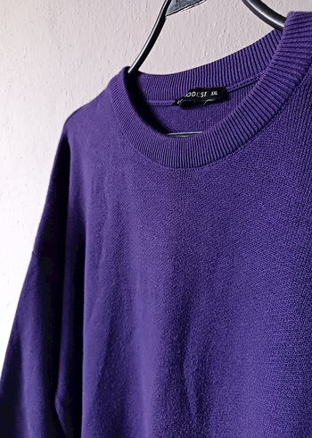 LCW Modest Mor Oversize Midi Triko Elbise - Görsel 11