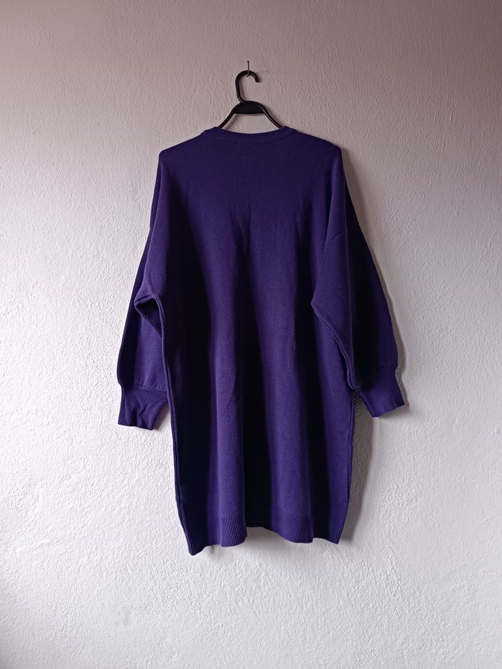 LCW Modest Mor Oversize Midi Triko Elbise - Görsel 2