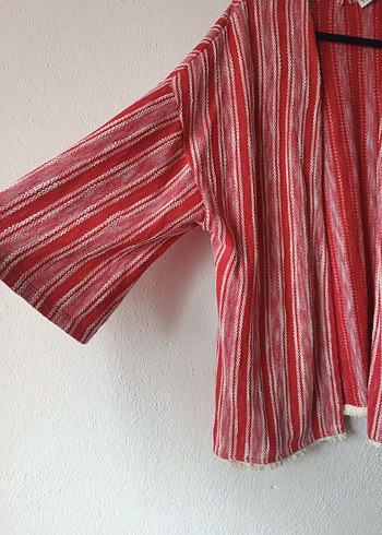 Pull & Bear marka Kırmızı Bohem Kimono - Görsel 7