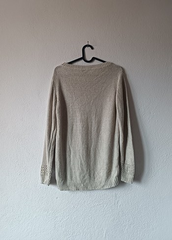 Bohem Tarz Bej Triko Kadın Kazak - Görsel 9