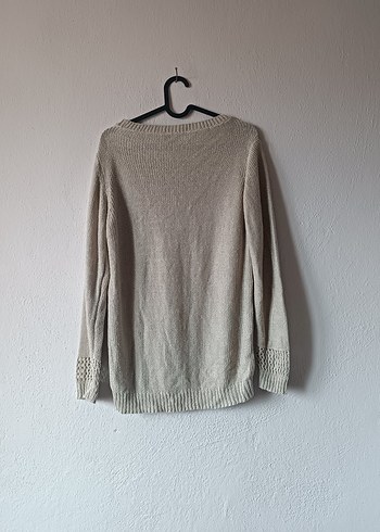 Bohem Tarz Bej Triko Kadın Kazak - Görsel 2