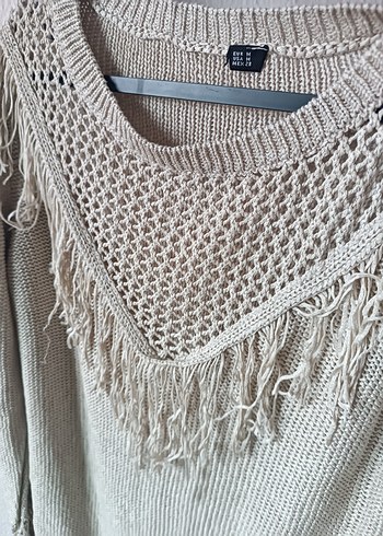 Bohem Tarz Bej Triko Kadın Kazak - Görsel 8