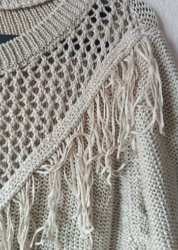 Bohem Tarz Bej Triko Kadın Kazak - Görsel 5