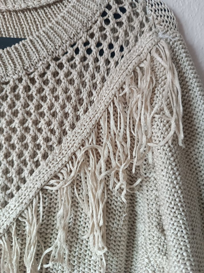 Bohem Tarz Bej Triko Kadın Kazak - Görsel 5