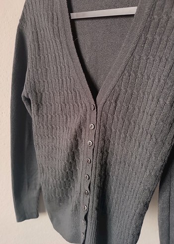 Füme renk V Yaka Triko Hırka - Görsel 5