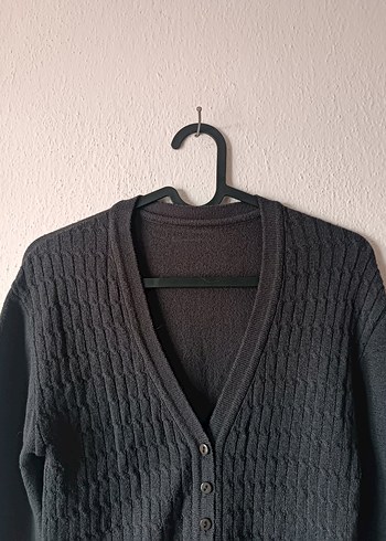 Füme renk V Yaka Triko Hırka - Görsel 3