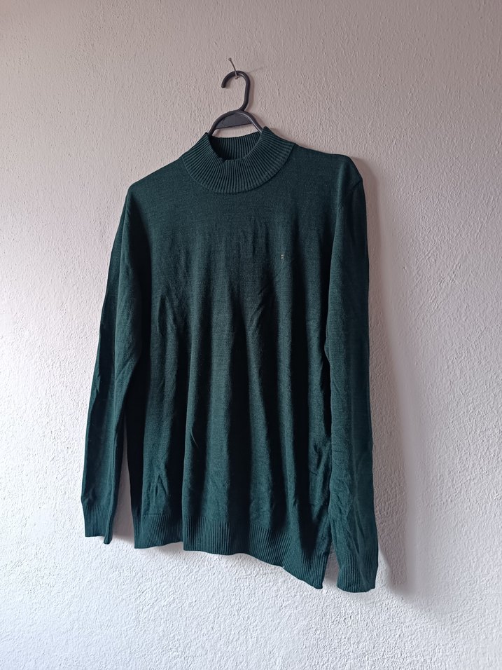 Avva Petrol yeşili Yarım Boğazlı Erkek Kazak - Görsel 4