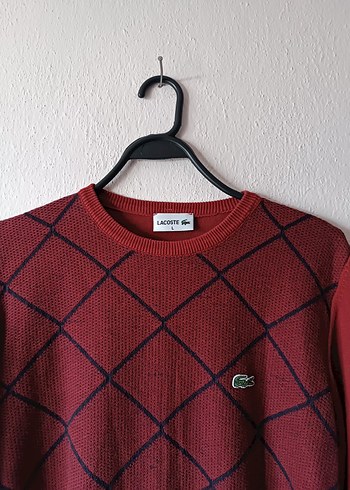 Lacoste Marka Bordo Baklava Desenli Erkek Kazak - Görsel 3