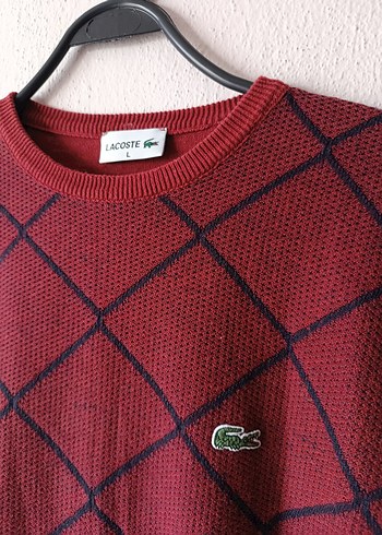 Lacoste Marka Bordo Baklava Desenli Erkek Kazak - Görsel 4