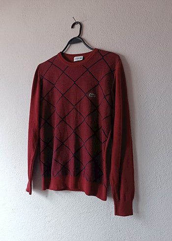 Lacoste Marka Bordo Baklava Desenli Erkek Kazak - Görsel 5