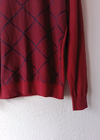 Lacoste Marka Bordo Baklava Desenli Erkek Kazak - Görsel 6