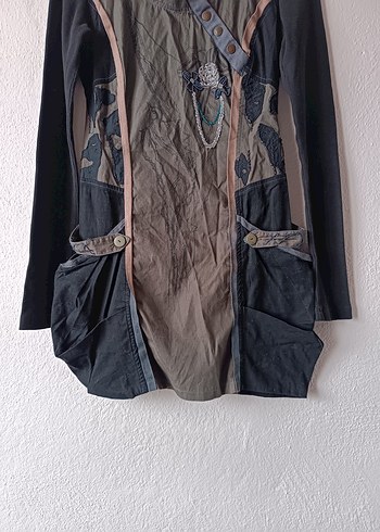 Siyah Füme Desenli Tasarım Gotik Elbise - Görsel 4