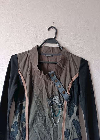 Siyah Füme Desenli Tasarım Gotik Elbise - Görsel 3