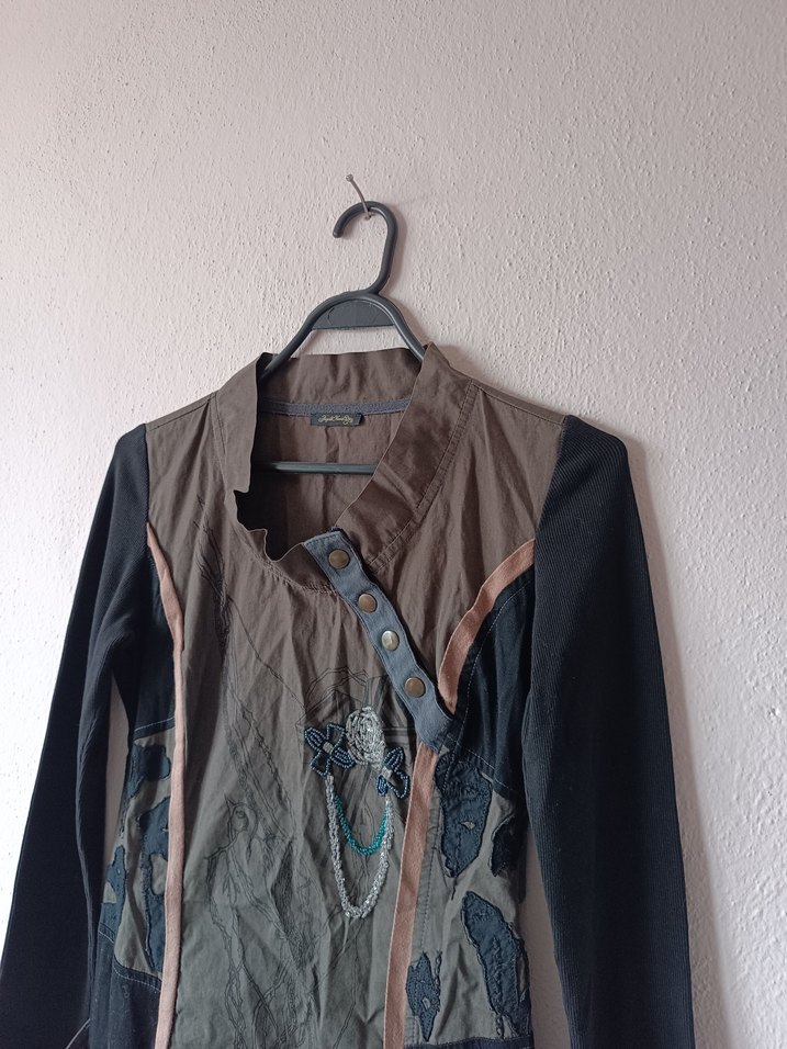 Siyah Füme Desenli Tasarım Gotik Elbise - Görsel 5