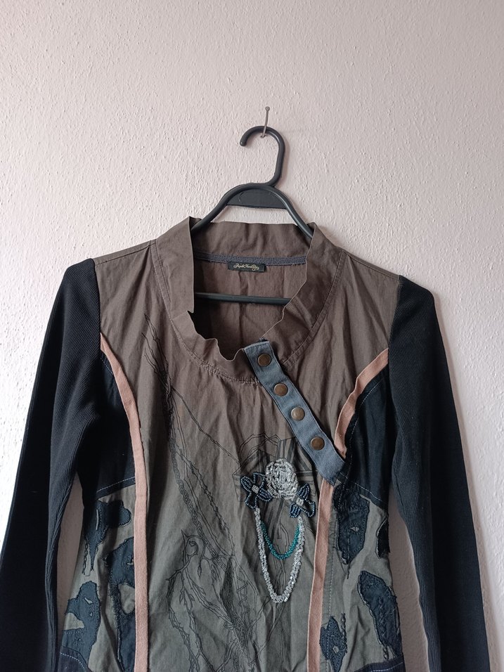 Siyah Füme Desenli Tasarım Gotik Elbise - Görsel 3