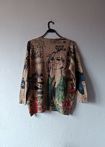 Yurtdışından Özel tasarım kız figürlü salaş kazak - Görsel 2