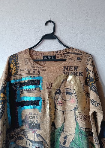 Yurtdışından Özel tasarım kız figürlü salaş kazak - Görsel 3