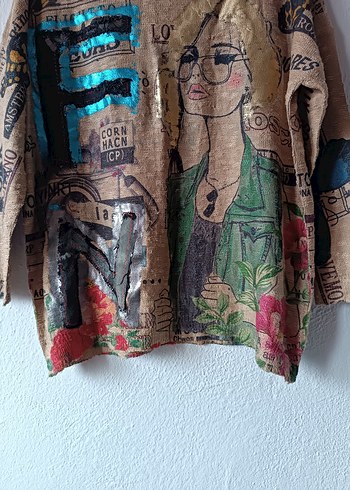 Yurtdışından Özel tasarım kız figürlü salaş kazak - Görsel 4