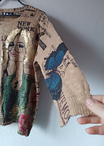 Yurtdışından Özel tasarım kız figürlü salaş kazak - Görsel 6