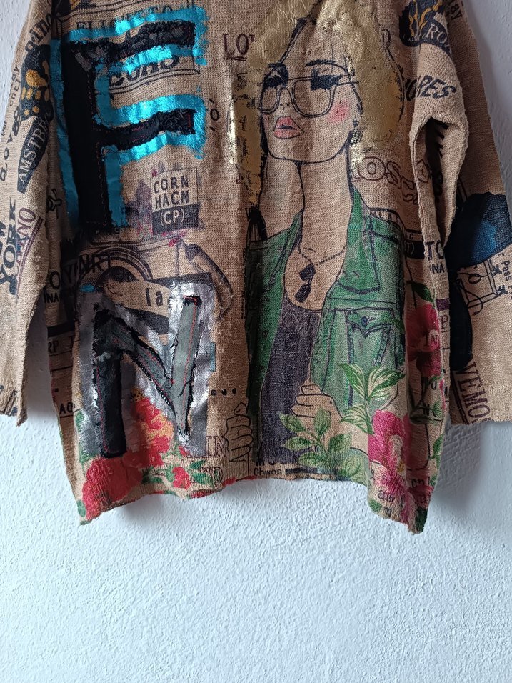 Yurtdışından Özel tasarım kız figürlü salaş kazak - Görsel 4