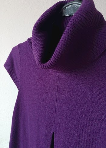 Mor Renk Boğazlı Midi Elbise - Görsel 6