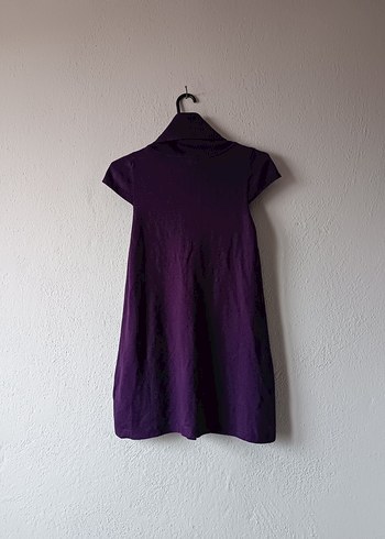 Mor Renk Boğazlı Midi Elbise - Görsel 2