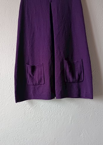 Mor Renk Boğazlı Midi Elbise - Görsel 4