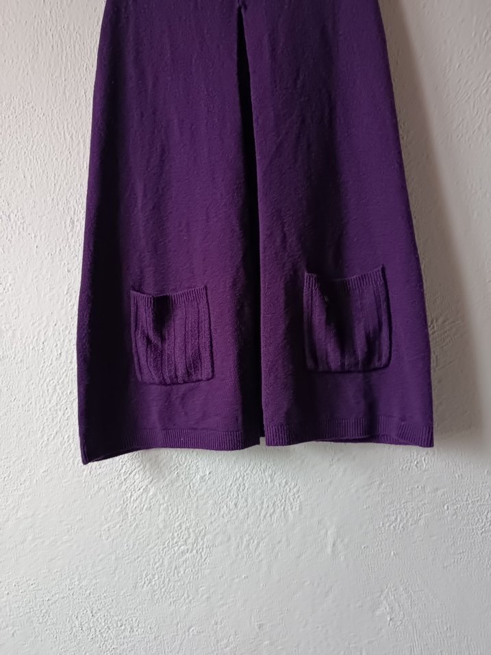 Mor Renk Boğazlı Midi Elbise - Görsel 4