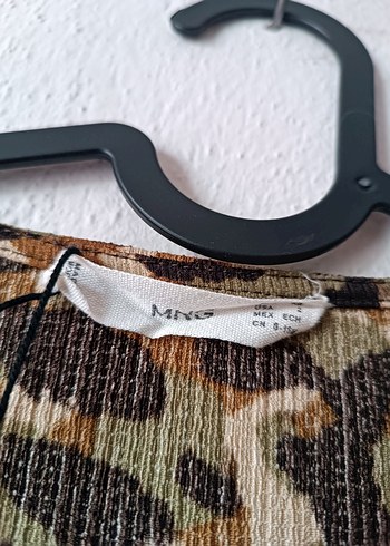 Mango haki kamuflaj desenli kruvaze elbise - Görsel 6