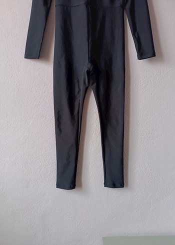 Siyah, Yüksek Yakalı, Uzun Kollu Kadın Tulum - Görsel 4