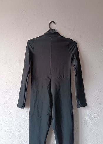 Siyah, Yüksek Yakalı, Uzun Kollu Kadın Tulum - Görsel 8