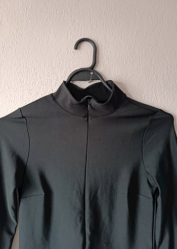 Siyah, Yüksek Yakalı, Uzun Kollu Kadın Tulum - Görsel 5