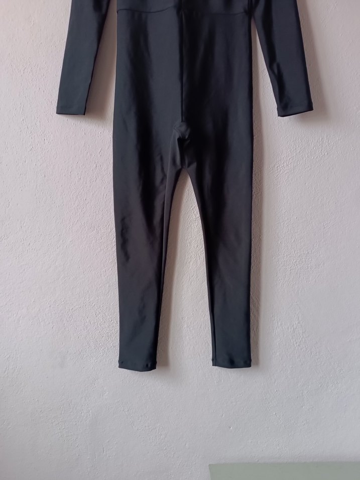 Siyah, Yüksek Yakalı, Uzun Kollu Kadın Tulum - Görsel 4