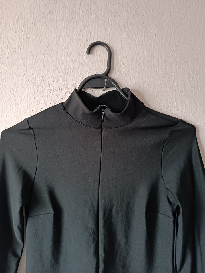 Siyah, Yüksek Yakalı, Uzun Kollu Kadın Tulum - Görsel 5