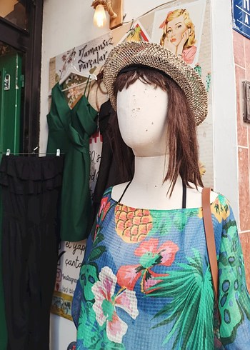 Çiçekli ananas desenli pareo elbise - Görsel 6