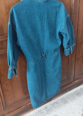 Elissa Kadın Mavi Düğmeli Midi Denim elbise