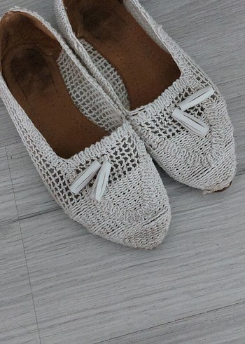 Beyaz Örgü Kadın Espadril Stiletto Topuklu - Görsel 2