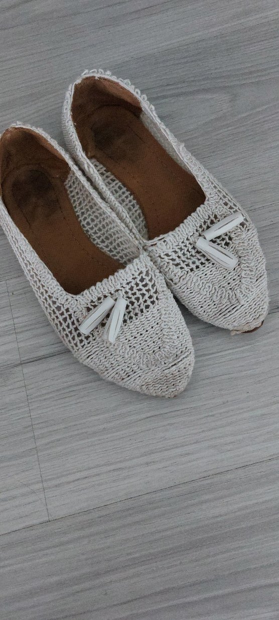 Beyaz Örgü Kadın Espadril Stiletto Topuklu - Görsel 2