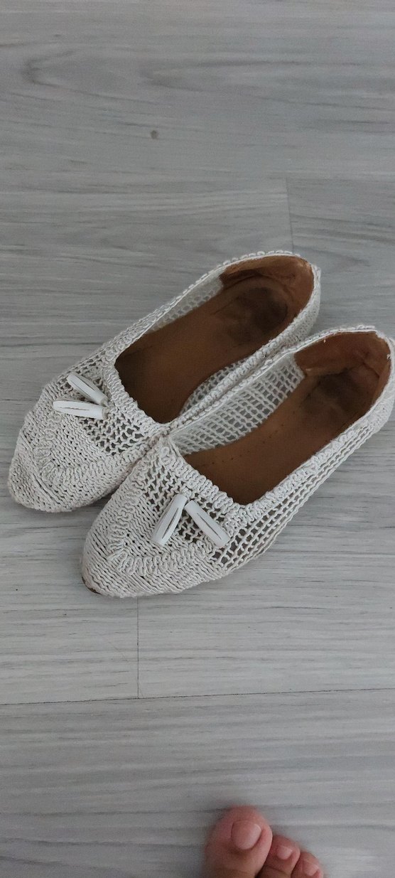 Beyaz Örgü Kadın Espadril Stiletto Topuklu - Görsel 3