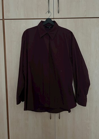 Bordo manuka bel ayarlamalı gömlek - Görsel 3