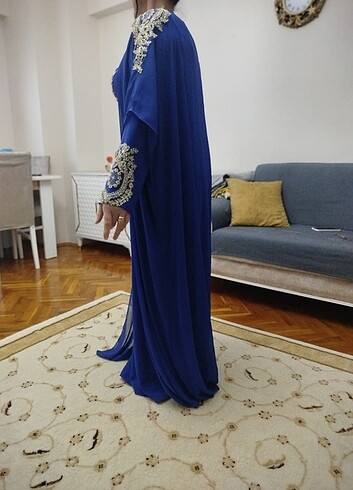 48 beden saks mavisi yalnız işlemeli kol uçlarında ayriyeten işl - Görsel 5