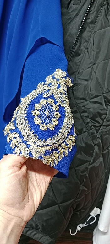 48 beden saks mavisi yalnız işlemeli kol uçlarında ayriyeten işl - Görsel 10