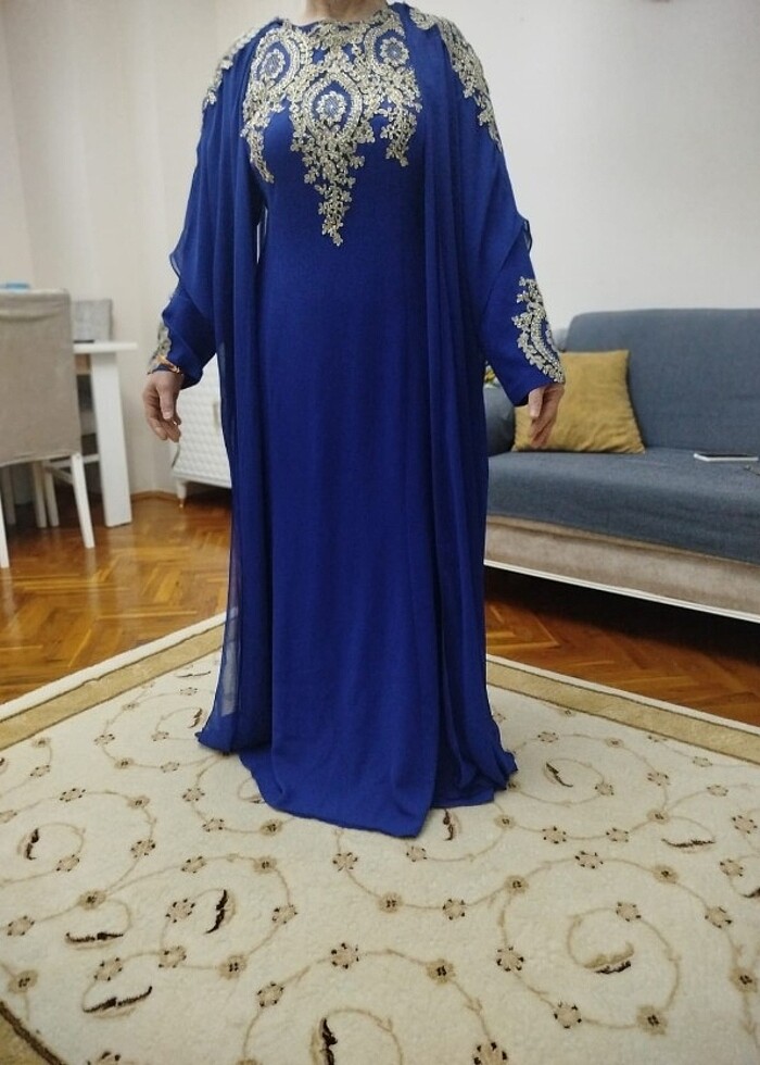 48 beden saks mavisi yalnız işlemeli kol uçlarında ayriyeten işl - Görsel 2