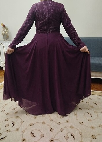 44 beden bordo renk abiye elbise - Görsel 2