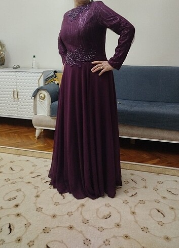 44 beden bordo renk abiye elbise - Görsel 3